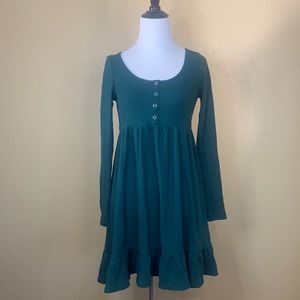 Target Wild Fable Dark Green Waffle Knit Babydoll Dress